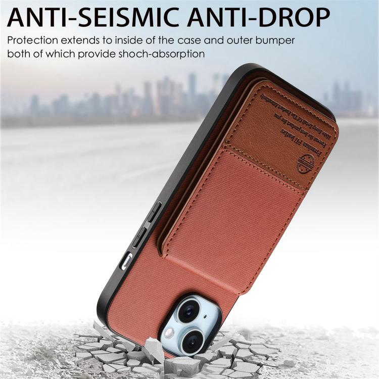 For iPhone 15 Twill Fabric Leather Vertical Flip RFID Card Bag Phone Case