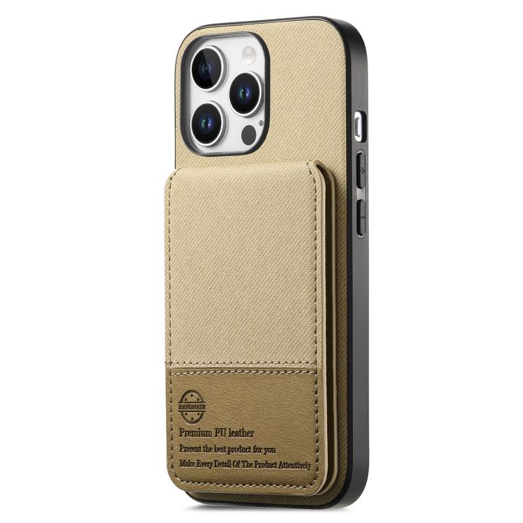 For iPhone 14 Pro Twill Fabric Leather Vertical Flip RFID Card Bag Phone Case