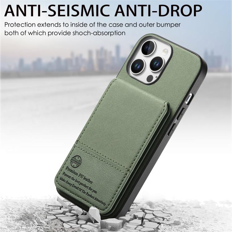 For iPhone 14 Pro Max Twill Fabric Leather Vertical Flip RFID Card Bag Phone Case