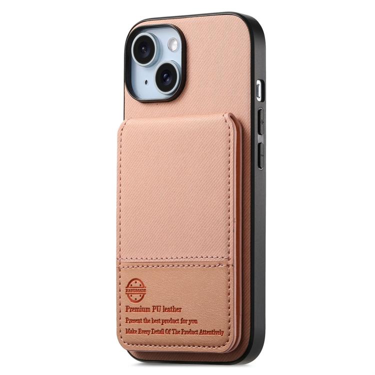 For iPhone 13 Twill Fabric Leather Vertical Flip RFID Card Bag Phone Case