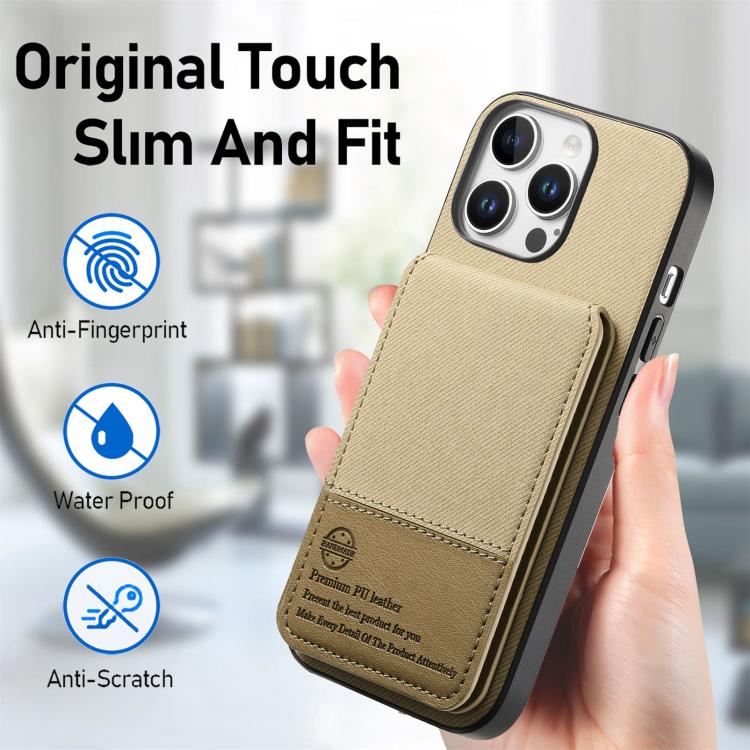 For iPhone 12 Pro Max Twill Fabric Leather Vertical Flip RFID Card Bag Phone Case