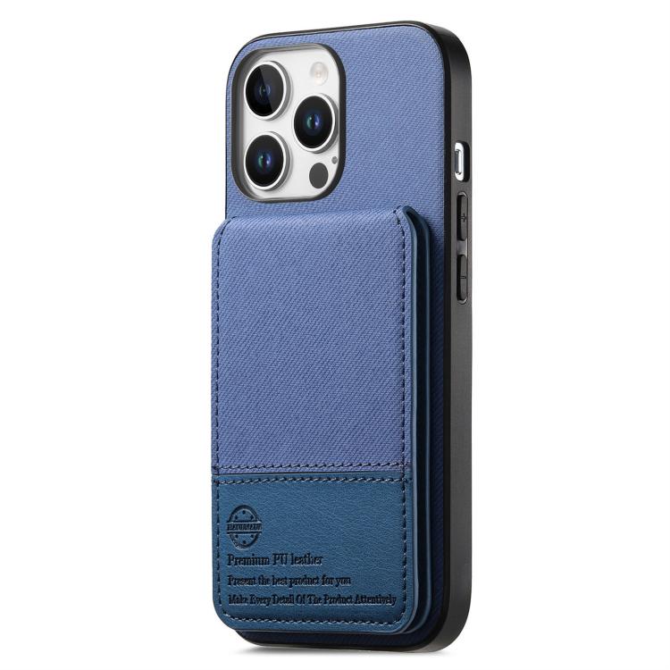 For iPhone 11 Pro Max Twill Fabric Leather Vertical Flip RFID Card Bag Phone Case