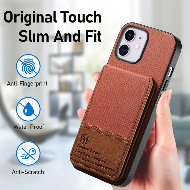 For iPhone 11 Twill Fabric Leather Vertical Flip RFID Card Bag Phone Case