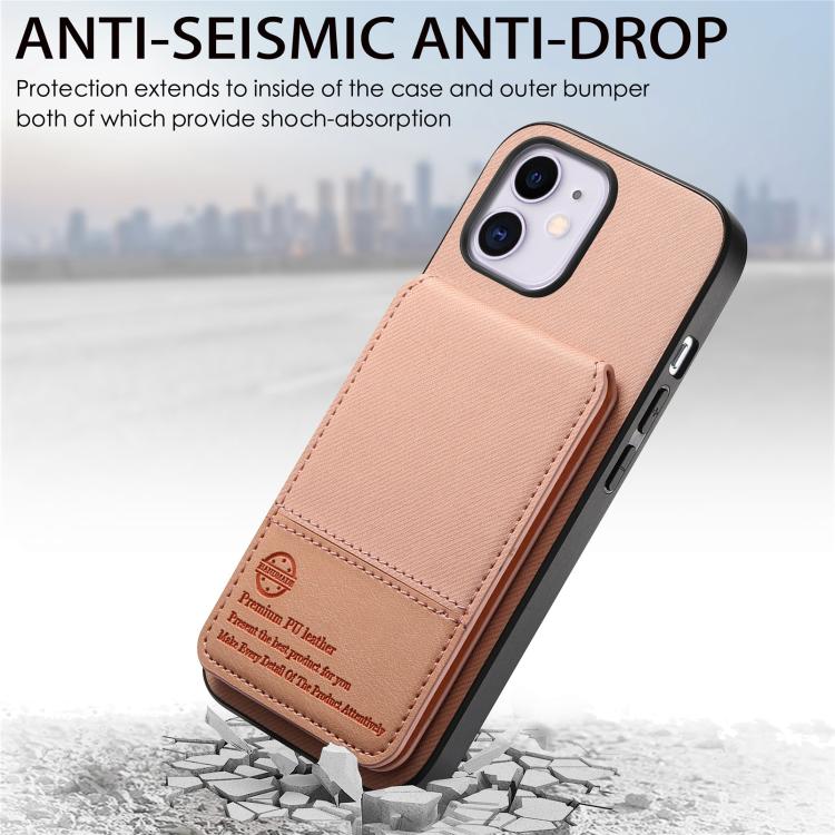 For iPhone 11 Twill Fabric Leather Vertical Flip RFID Card Bag Phone Case