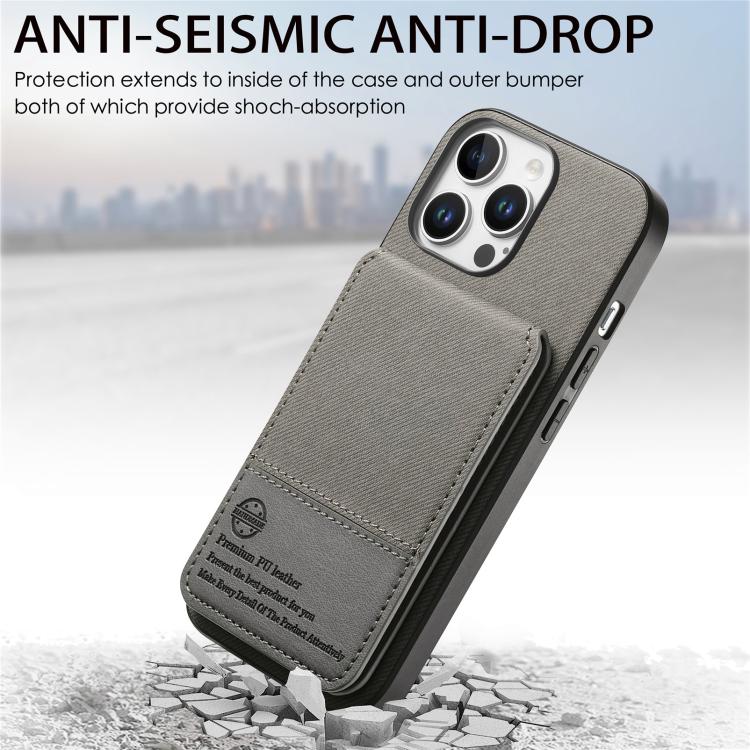 For iPhone 11 Pro Twill Fabric Leather Vertical Flip RFID Card Bag Phone Case