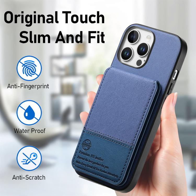 For iPhone 11 Pro Twill Fabric Leather Vertical Flip RFID Card Bag Phone Case