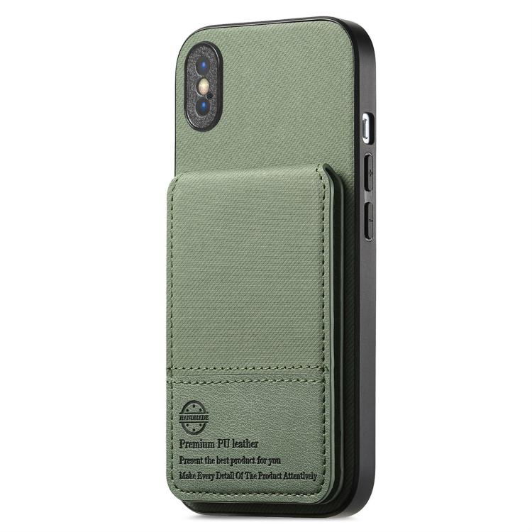 For iPhone X / XS Twill Fabric Leather Vertical Flip RFID Card Bag Phone Case