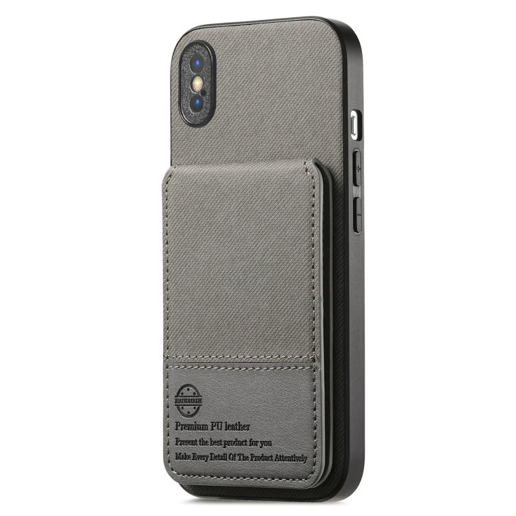 For iPhone X / XS Twill Fabric Leather Vertical Flip RFID Card Bag Phone Case