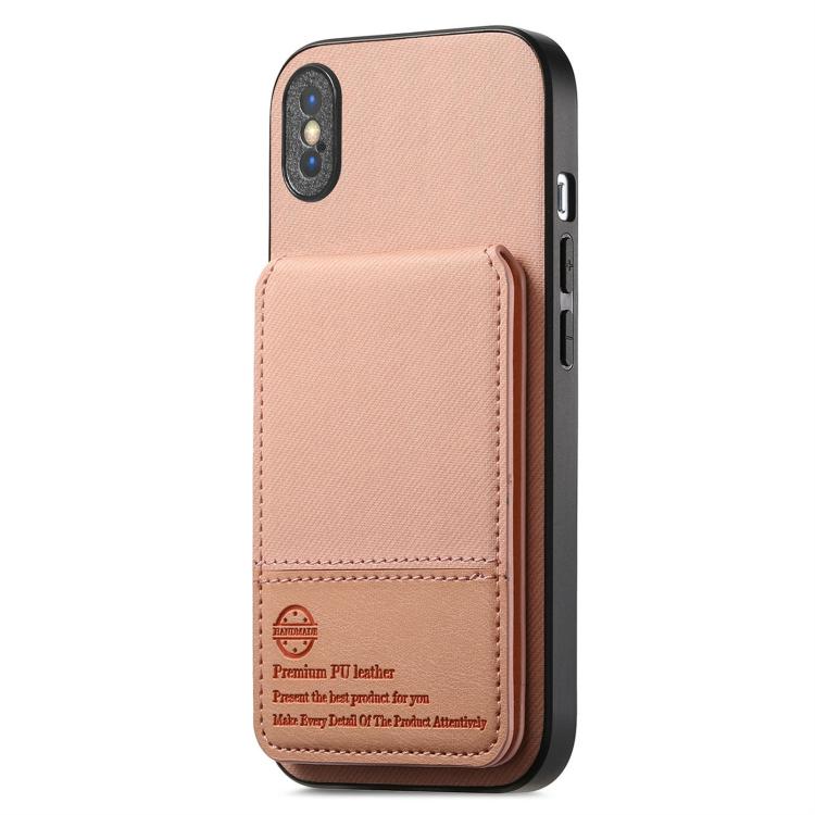 For iPhone X / XS Twill Fabric Leather Vertical Flip RFID Card Bag Phone Case