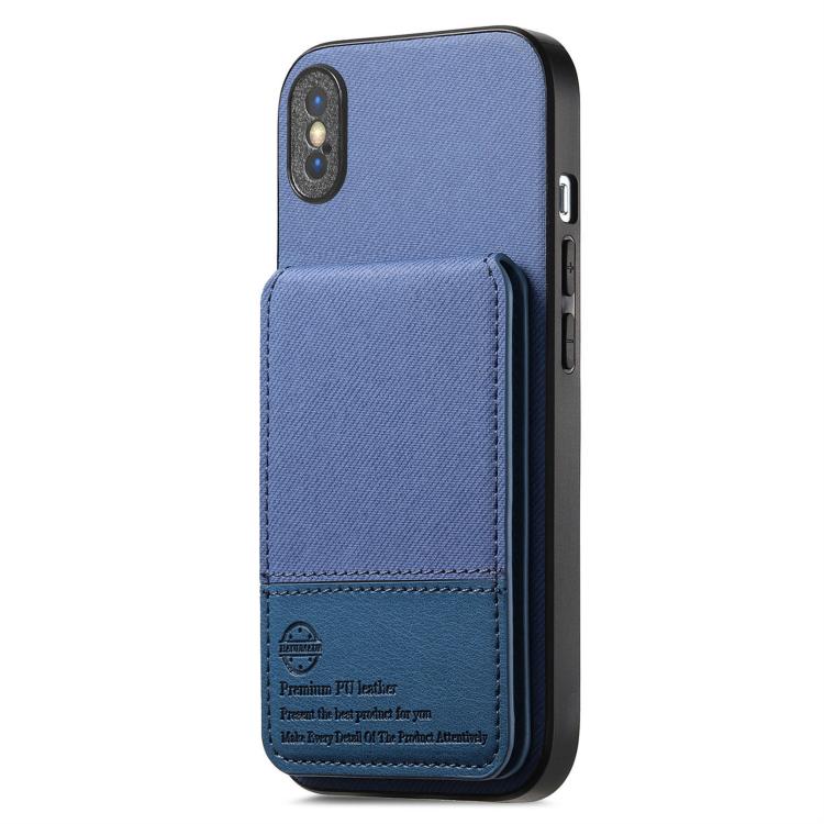 For iPhone X / XS Twill Fabric Leather Vertical Flip RFID Card Bag Phone Case