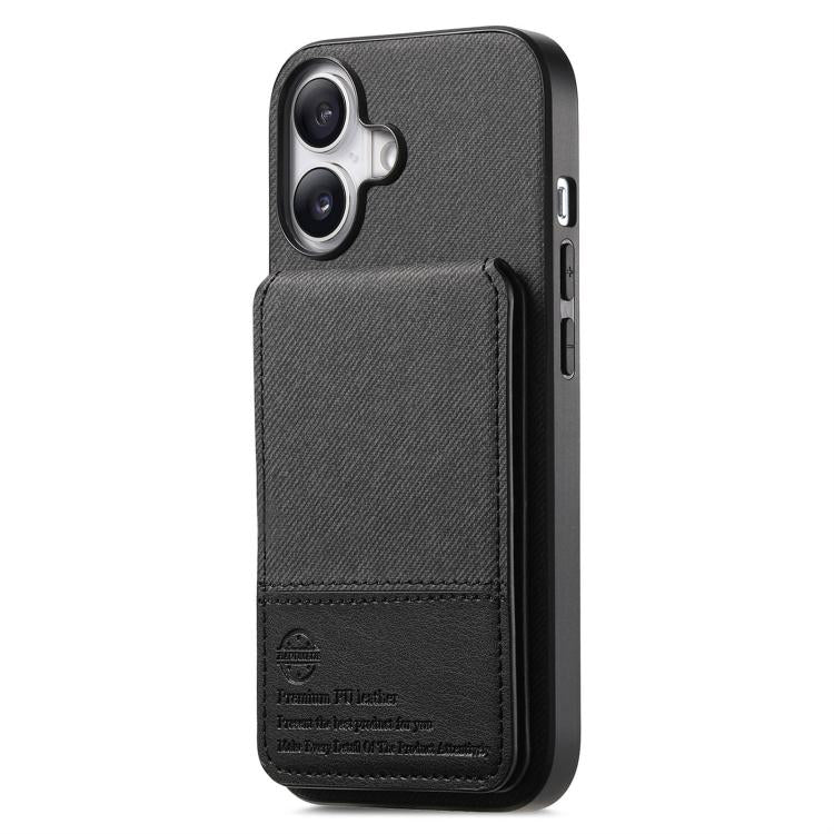For iPhone 17 Twill Fabric Leather Vertical Flip RFID Card Bag Phone Case