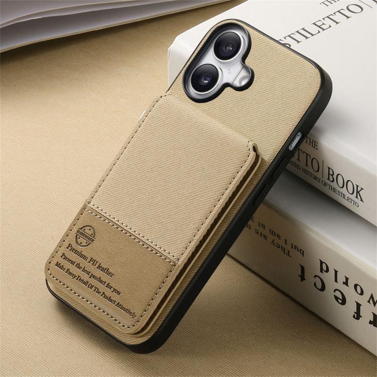 For iPhone 17 Twill Fabric Leather Vertical Flip RFID Card Bag Phone Case