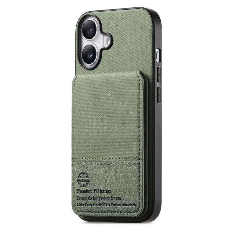 For iPhone 17 Twill Fabric Leather Vertical Flip RFID Card Bag Phone Case
