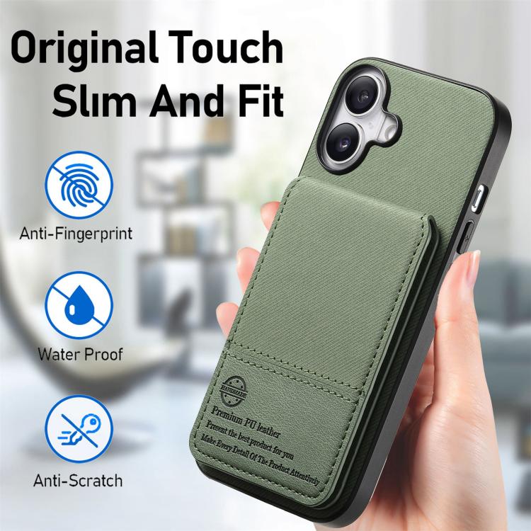 For iPhone 17 Twill Fabric Leather Vertical Flip RFID Card Bag Phone Case