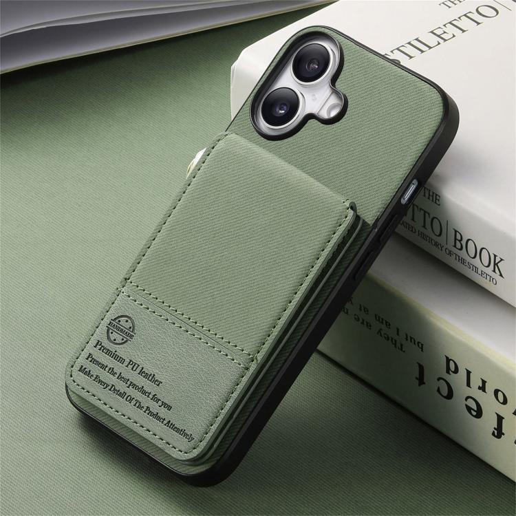 For iPhone 17 Twill Fabric Leather Vertical Flip RFID Card Bag Phone Case
