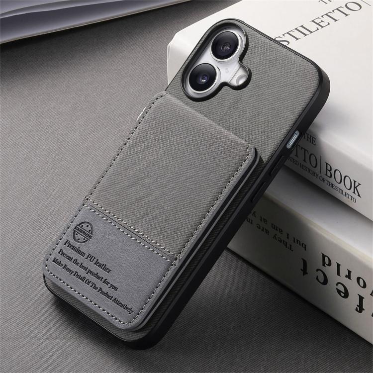 For iPhone 17 Twill Fabric Leather Vertical Flip RFID Card Bag Phone Case