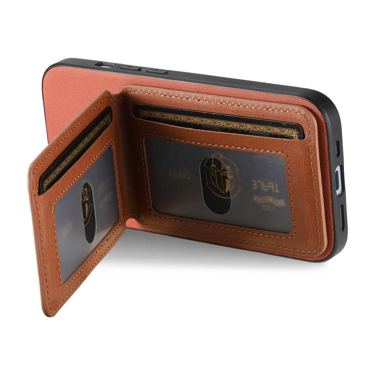 For iPhone 17 Twill Fabric Leather Vertical Flip RFID Card Bag Phone Case