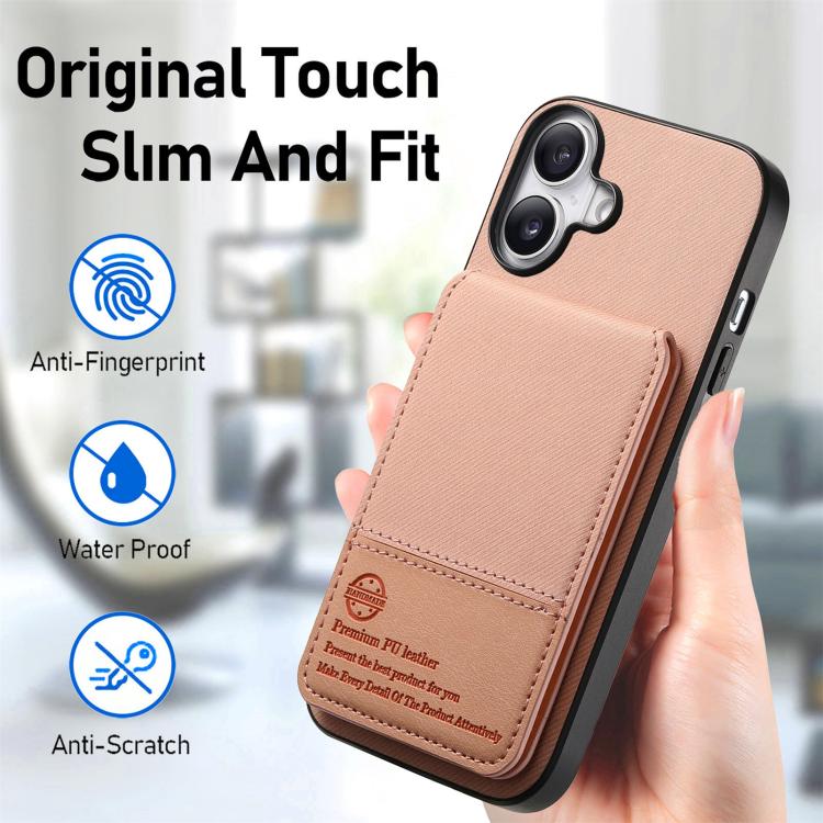 For iPhone 17 Twill Fabric Leather Vertical Flip RFID Card Bag Phone Case