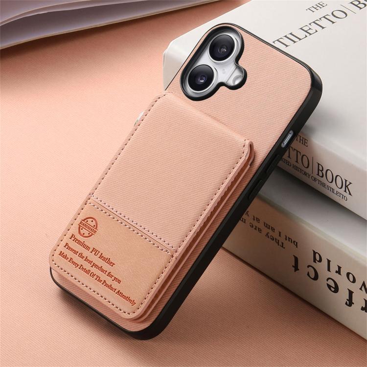 For iPhone 17 Twill Fabric Leather Vertical Flip RFID Card Bag Phone Case