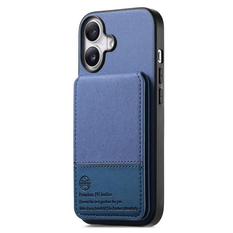 For iPhone 17 Twill Fabric Leather Vertical Flip RFID Card Bag Phone Case