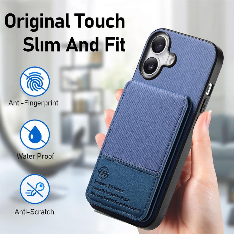 For iPhone 17 Twill Fabric Leather Vertical Flip RFID Card Bag Phone Case