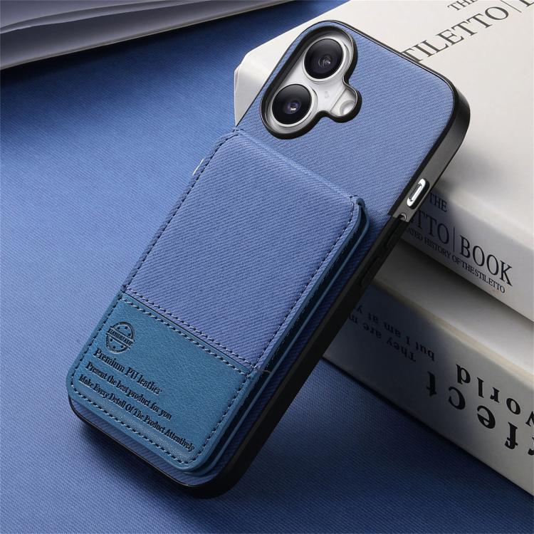 For iPhone 17 Twill Fabric Leather Vertical Flip RFID Card Bag Phone Case
