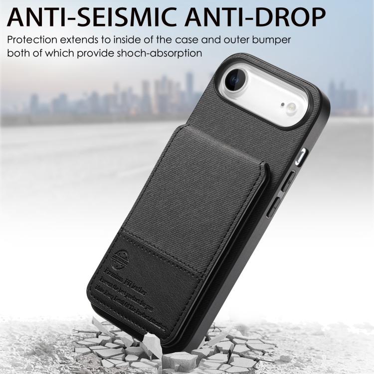 For iPhone Air Twill Fabric Leather Vertical Flip RFID Card Bag Phone Case