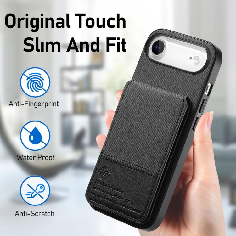 For iPhone Air Twill Fabric Leather Vertical Flip RFID Card Bag Phone Case