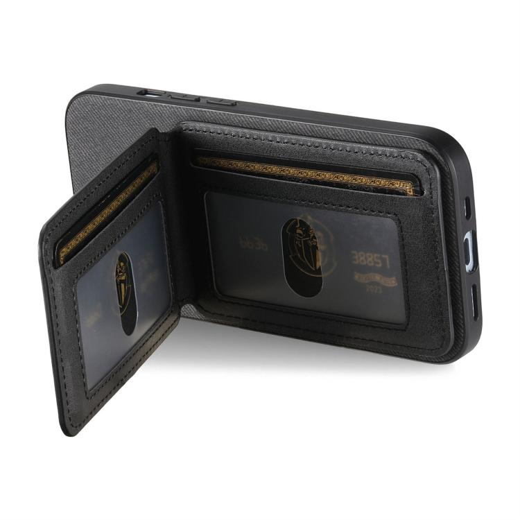 For iPhone 17 Pro Twill Fabric Leather Vertical Flip RFID Card Bag Phone Case