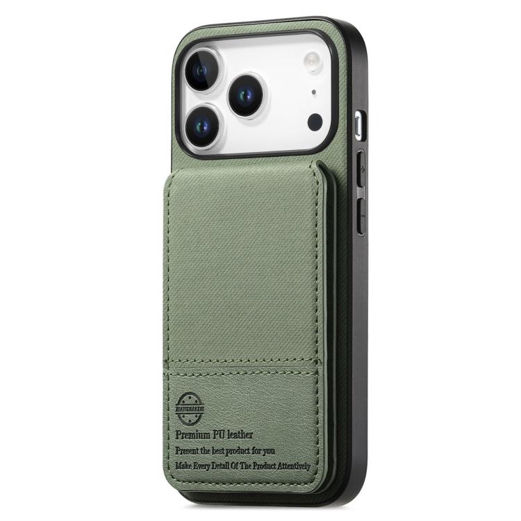 For iPhone 17 Pro Twill Fabric Leather Vertical Flip RFID Card Bag Phone Case