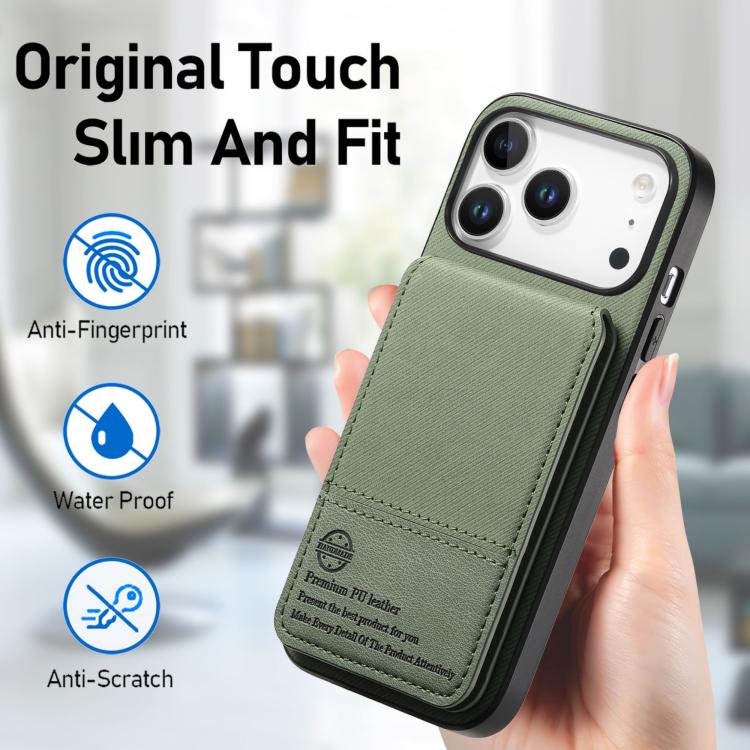For iPhone 17 Pro Twill Fabric Leather Vertical Flip RFID Card Bag Phone Case