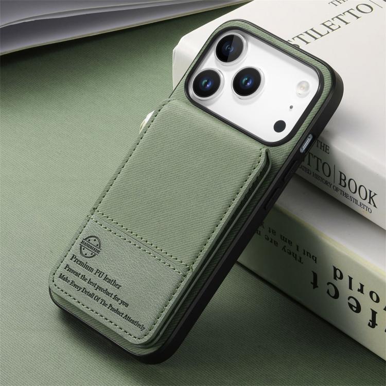 For iPhone 17 Pro Twill Fabric Leather Vertical Flip RFID Card Bag Phone Case