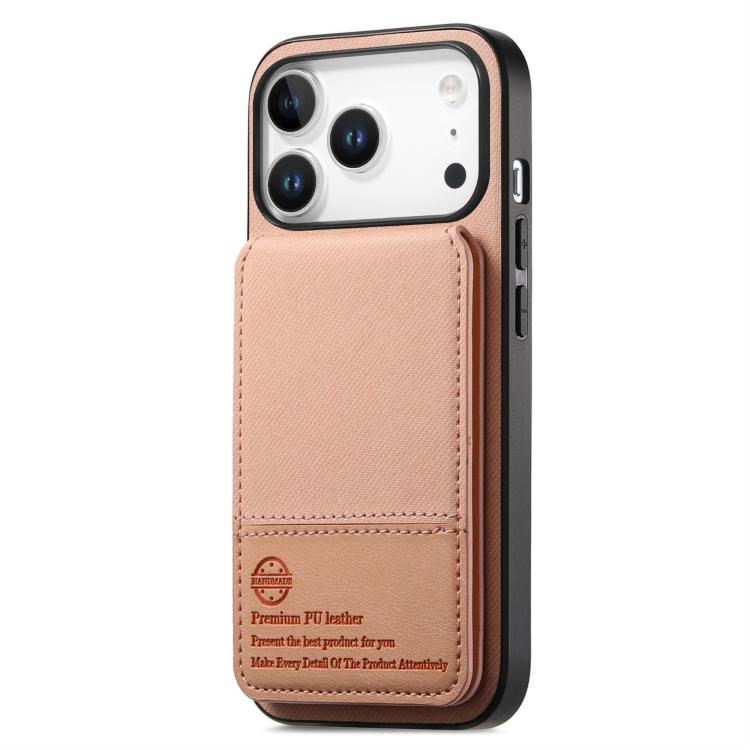 For iPhone 17 Pro Twill Fabric Leather Vertical Flip RFID Card Bag Phone Case