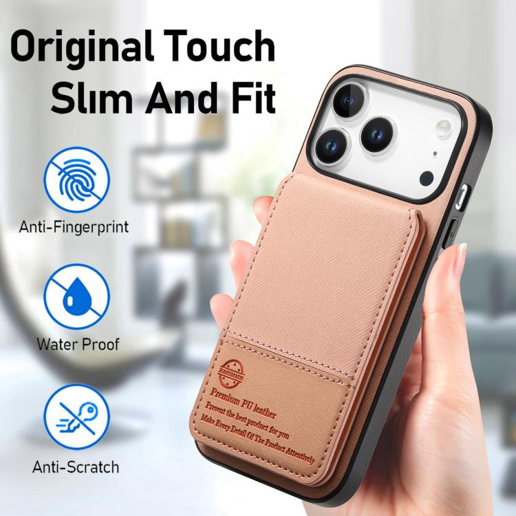 For iPhone 17 Pro Twill Fabric Leather Vertical Flip RFID Card Bag Phone Case