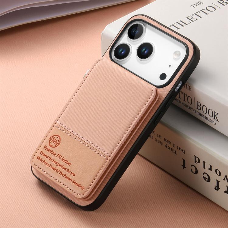 For iPhone 17 Pro Twill Fabric Leather Vertical Flip RFID Card Bag Phone Case