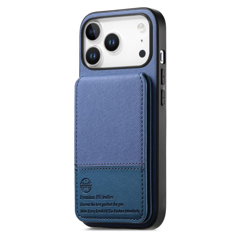 For iPhone 17 Pro Twill Fabric Leather Vertical Flip RFID Card Bag Phone Case