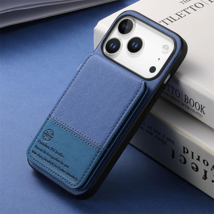 For iPhone 17 Pro Twill Fabric Leather Vertical Flip RFID Card Bag Phone Case