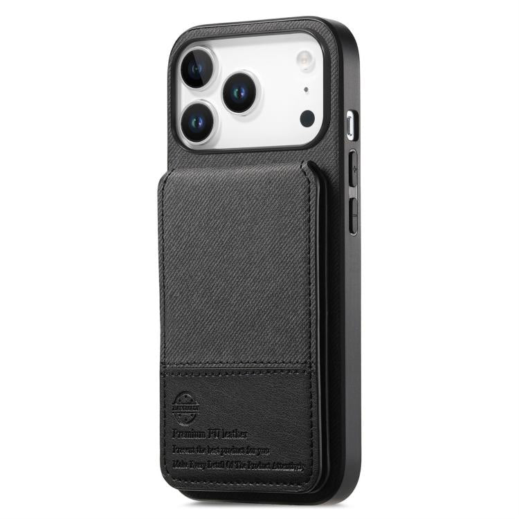 For iPhone 17 Pro Max Twill Fabric Leather Vertical Flip RFID Card Bag Phone Case