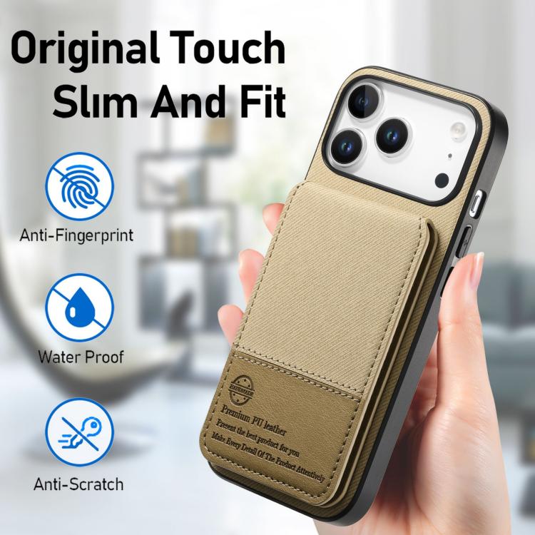 For iPhone 17 Pro Max Twill Fabric Leather Vertical Flip RFID Card Bag Phone Case