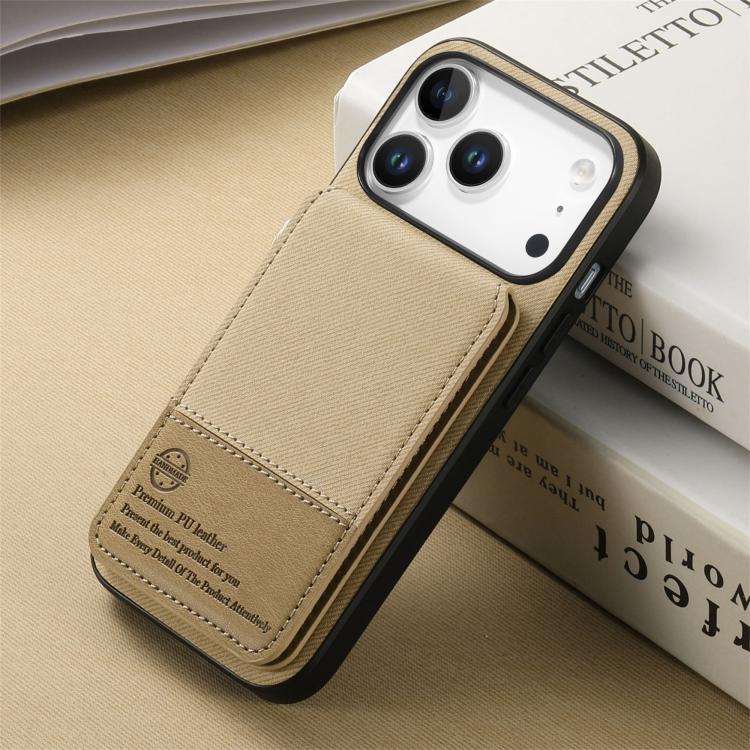 For iPhone 17 Pro Max Twill Fabric Leather Vertical Flip RFID Card Bag Phone Case