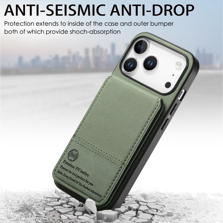 For iPhone 17 Pro Max Twill Fabric Leather Vertical Flip RFID Card Bag Phone Case