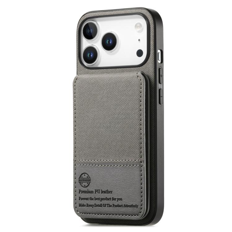 For iPhone 17 Pro Max Twill Fabric Leather Vertical Flip RFID Card Bag Phone Case