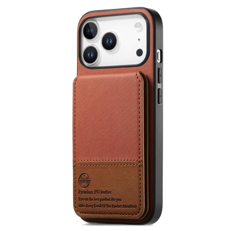 For iPhone 17 Pro Max Twill Fabric Leather Vertical Flip RFID Card Bag Phone Case