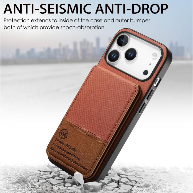 For iPhone 17 Pro Max Twill Fabric Leather Vertical Flip RFID Card Bag Phone Case