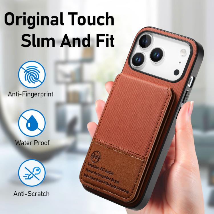 For iPhone 17 Pro Max Twill Fabric Leather Vertical Flip RFID Card Bag Phone Case