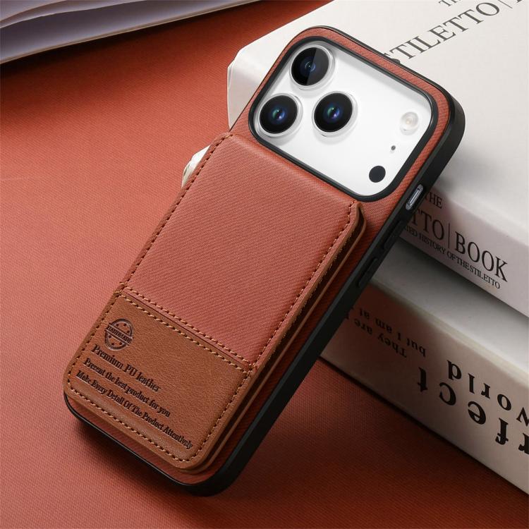 For iPhone 17 Pro Max Twill Fabric Leather Vertical Flip RFID Card Bag Phone Case