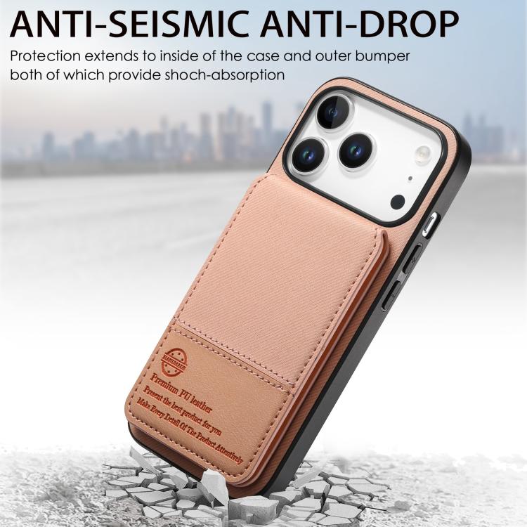 For iPhone 17 Pro Max Twill Fabric Leather Vertical Flip RFID Card Bag Phone Case