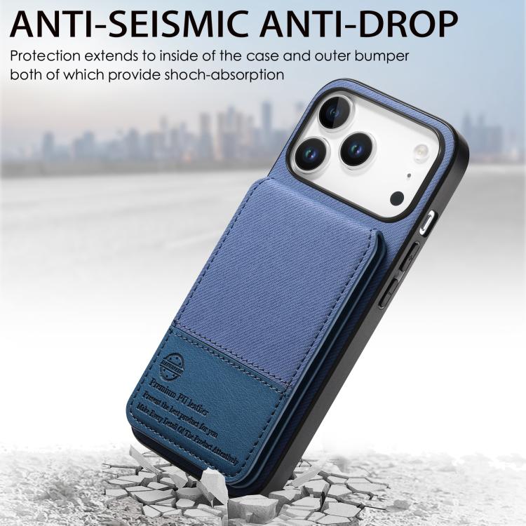 For iPhone 17 Pro Max Twill Fabric Leather Vertical Flip RFID Card Bag Phone Case