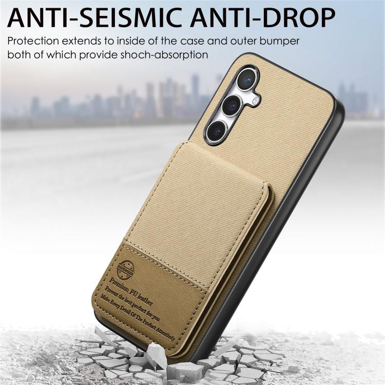 For Samsung Galaxy A36 Twill Fabric Leather Vertical Flip RFID Card Bag Phone Case