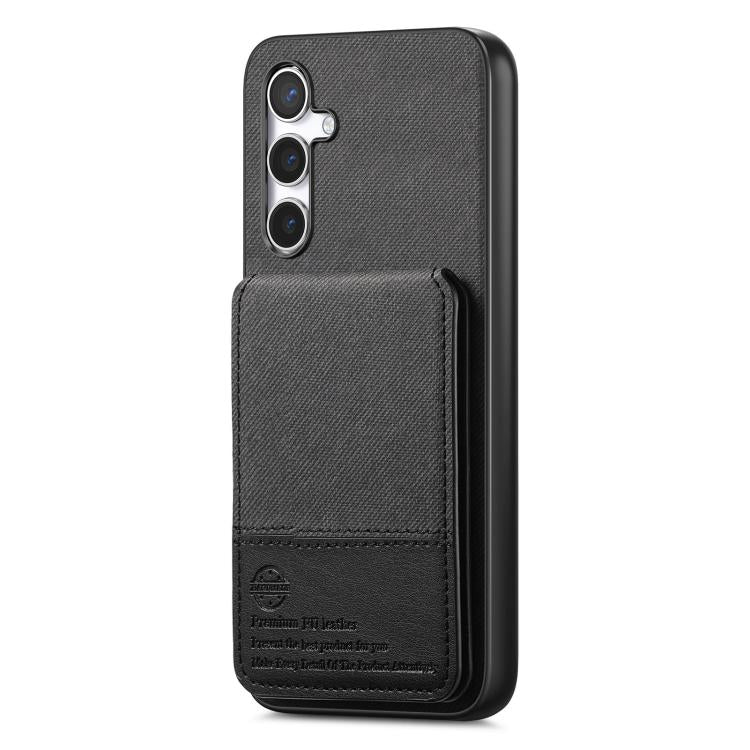 For Samsung Galaxy A36 Twill Fabric Leather Vertical Flip RFID Card Bag Phone Case
